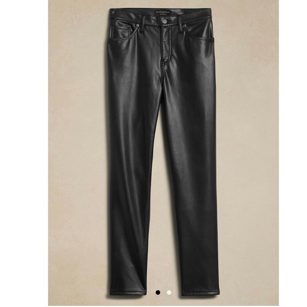 Banana Republic NWT Black Vegan Leather High-Rise Slim Pant Size 29/8 Petite